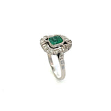 GCH 14 - Anillo Vintage Esmeralda Central Con Halo De Diamantes
