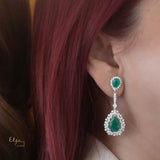 SG 150 - Aretes Cocktail Esmeraldas Pera y Diamantes