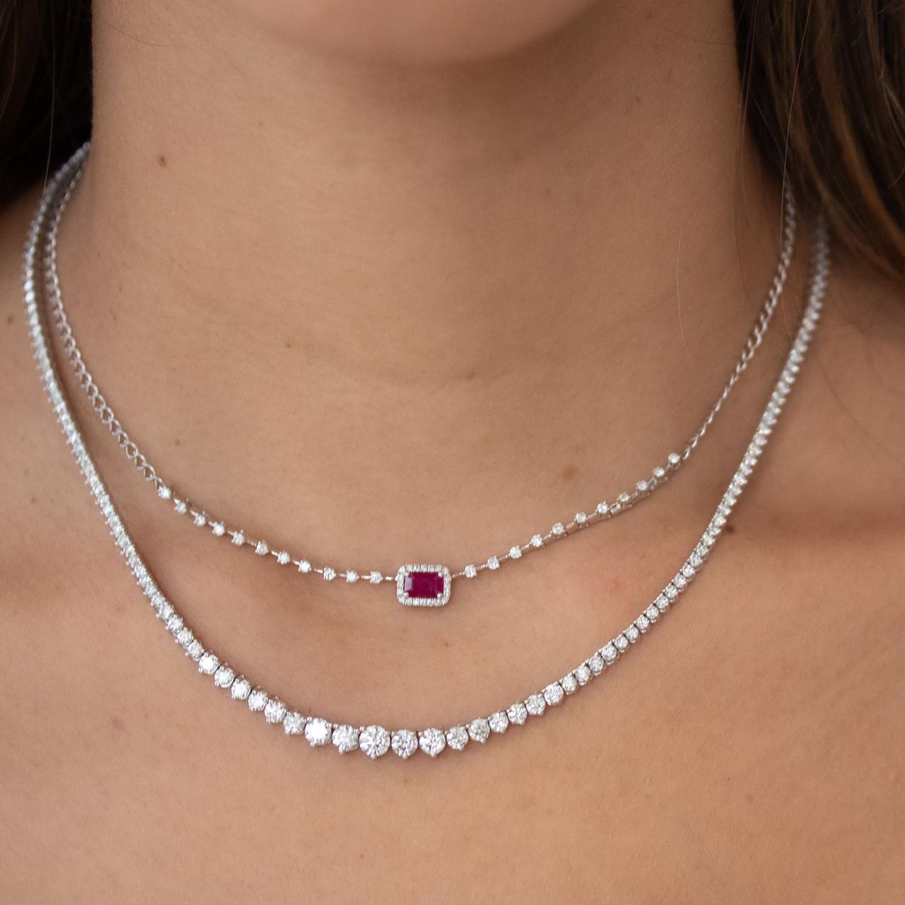 D 537 - Gargantilla Tennis de Diamantes Round Graduales