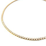 S 3095 - Gargantilla mitad diamantes round en bisel  y mitad bolitas oro lisas