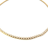 S 3095 - Gargantilla mitad diamantes round en bisel  y mitad bolitas oro lisas