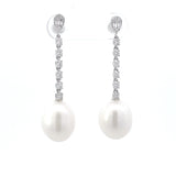 T 824 3160 - Aretes Perla y Tiras de Diamantes