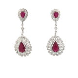 SG 220 - Aretes Fiesta Gota Rubí y Diamantes Baguettes