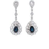 SG 232 - Aretes Largos Zafiro Gota y Diamantes