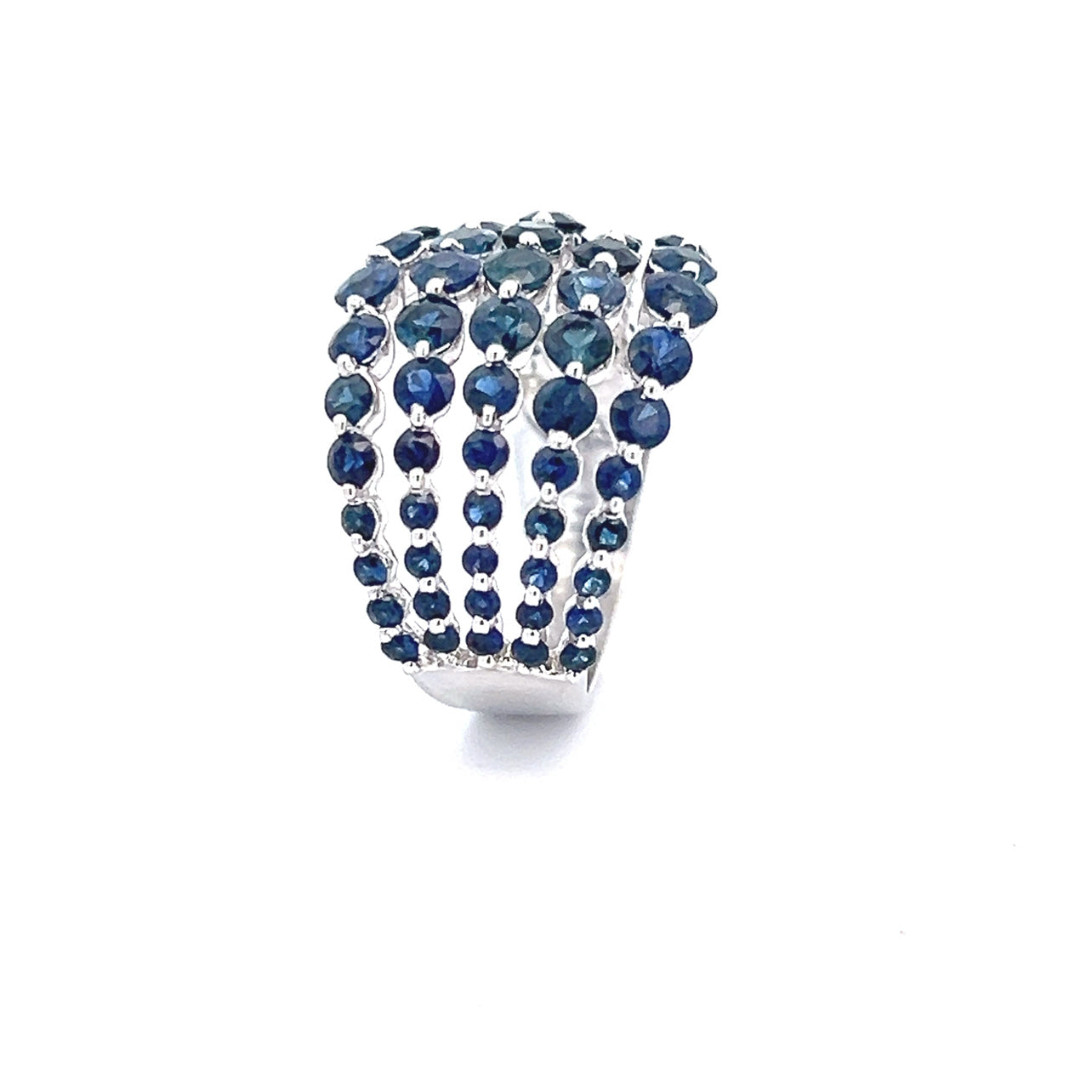 A 97 - Anillo Ancho De Líneas De Zafiros Round