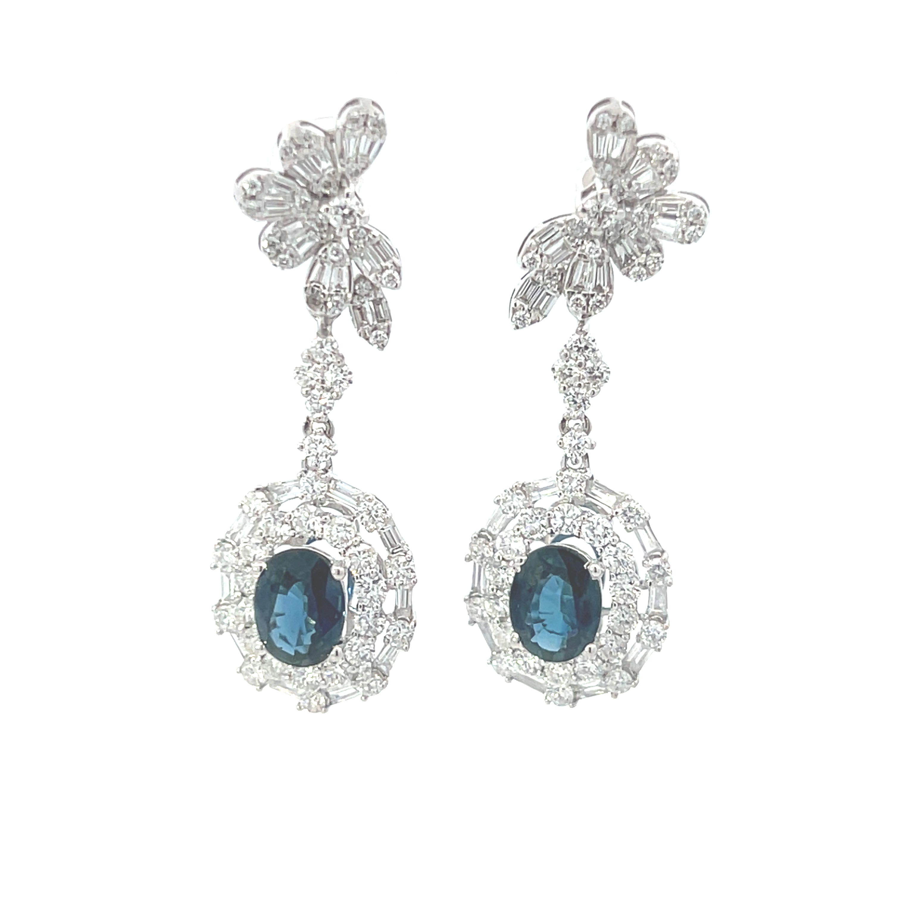 T 864 3283 - Aretes Cocktail Zafiros Ovales