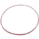 GS 567 - Gargantilla tennis rubíes round y diamantes