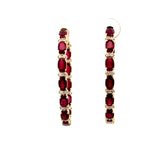 GS 599 - Oval Hoop Earrings Rubíes Ovales
