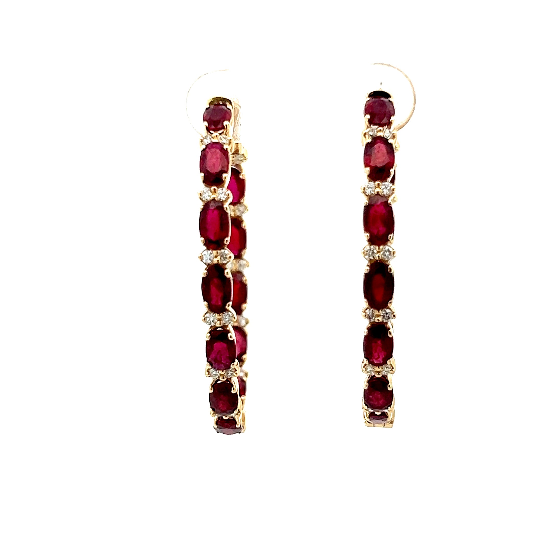GS 599 - Oval Hoop Earrings Rubíes Ovales