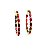 GS 599 - Oval Hoop Earrings Rubíes Ovales
