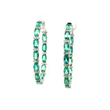 GS 598 - Arracadas Ovales Con Esmeraldas y Diamantes