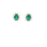 GS 600 - Aretes Flor Esmeralda Oval y Diamantes