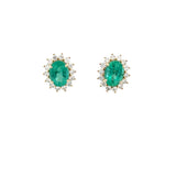 GS 600 - Aretes Flor Esmeralda Oval y Diamantes