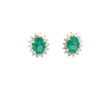GS 600 - Aretes Flor Esmeralda Oval y Diamantes