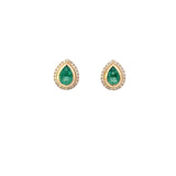 GS 601 - Stud Earrings Esmeralda Pear y Diamantes