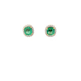 GS 602 - Stud Earrings Esmeralda Cushion y Diamantes
