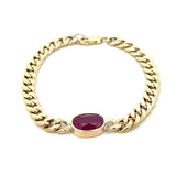 T 650 2607 - Pulsera eslabones con rubí oval en bisel