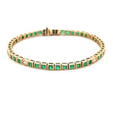 ATM 49 - Pulsera Esmeraldas y Diamantes en Bisel Cuadrado y Round
