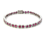 D 572 - Pulsera Rubíes Round y Halo Diamantes