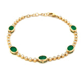 AR 185 - Pulsera Cinco Esmeraldas Ovales y Diamantes Round