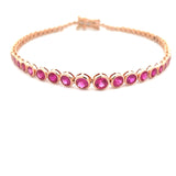 AR 177 - Pulsera Rubíes y Diamantes Round en Bisel