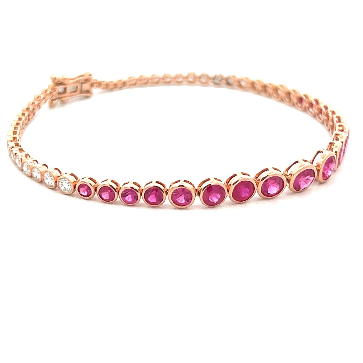 AR 177 - Pulsera Rubíes y Diamantes Round en Bisel