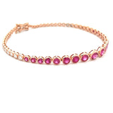 AR 177 - Pulsera Rubíes y Diamantes Round en Bisel