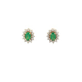 GT 463 - Aretes Flor Esmeralda Oval y Diamantes
