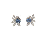 SG 157 - Aretes Media Flor Zafiros Rectangulares y Diamantes