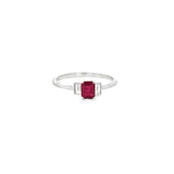 S 3173 - Anillo Rubí Central Con Diamantes Baguette Laterales