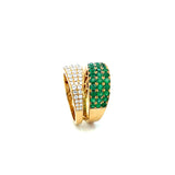A 188 - Anillo Doble Esmeraldas y Diamantes Pavé