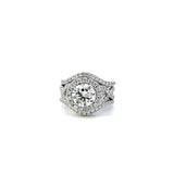 T 582 2486 - Diamante Central con Doble Halo Ondulado de Diamantes.