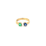 T 588 2420 - Anillo Abierto Esmeralda y Zafiro