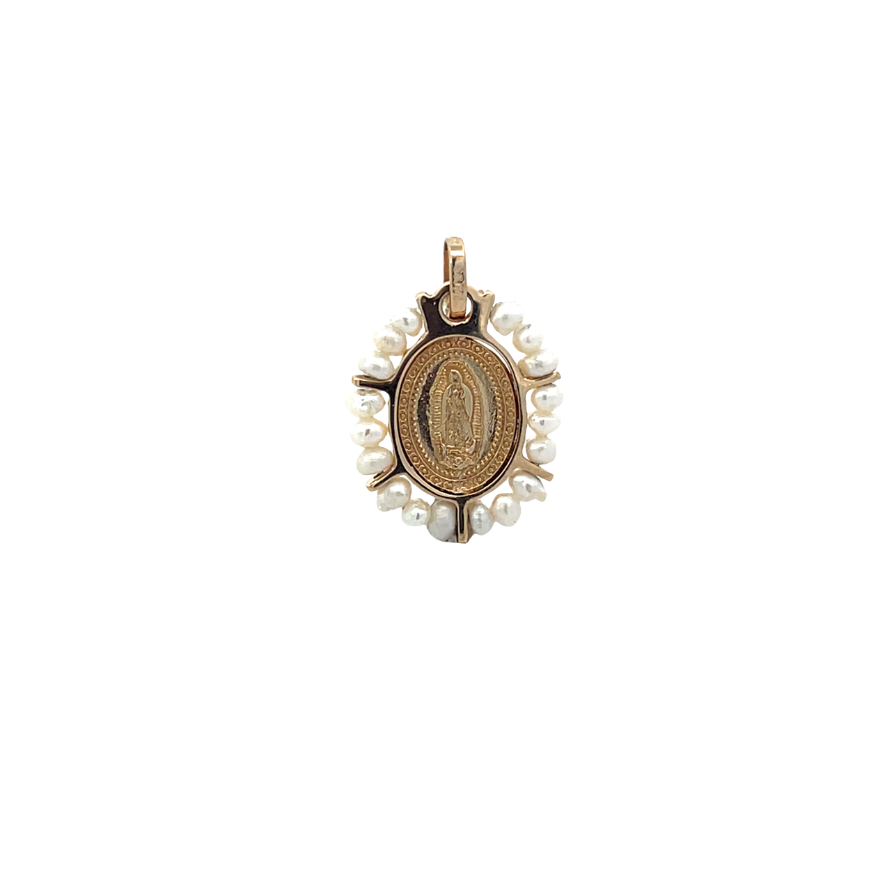 C  1547 - Medalla Oval Virgen Bisel Perlas