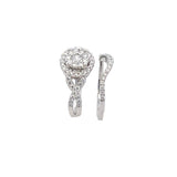D 581 - Doble Anillo Ondulado con Halo y Diamantes Pavé