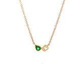 Pendant esmeralda gota y diamante en bisel