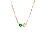 Pendant esmeralda gota y diamante en bisel