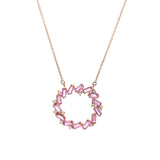 Pendant circular diamantes y zafiros rosa