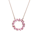 Pendant circular diamantes y zafiros rosa