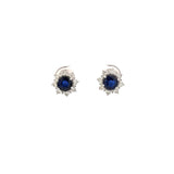 GS 408 - Aretes Flor Zafiro Round y Diamantes