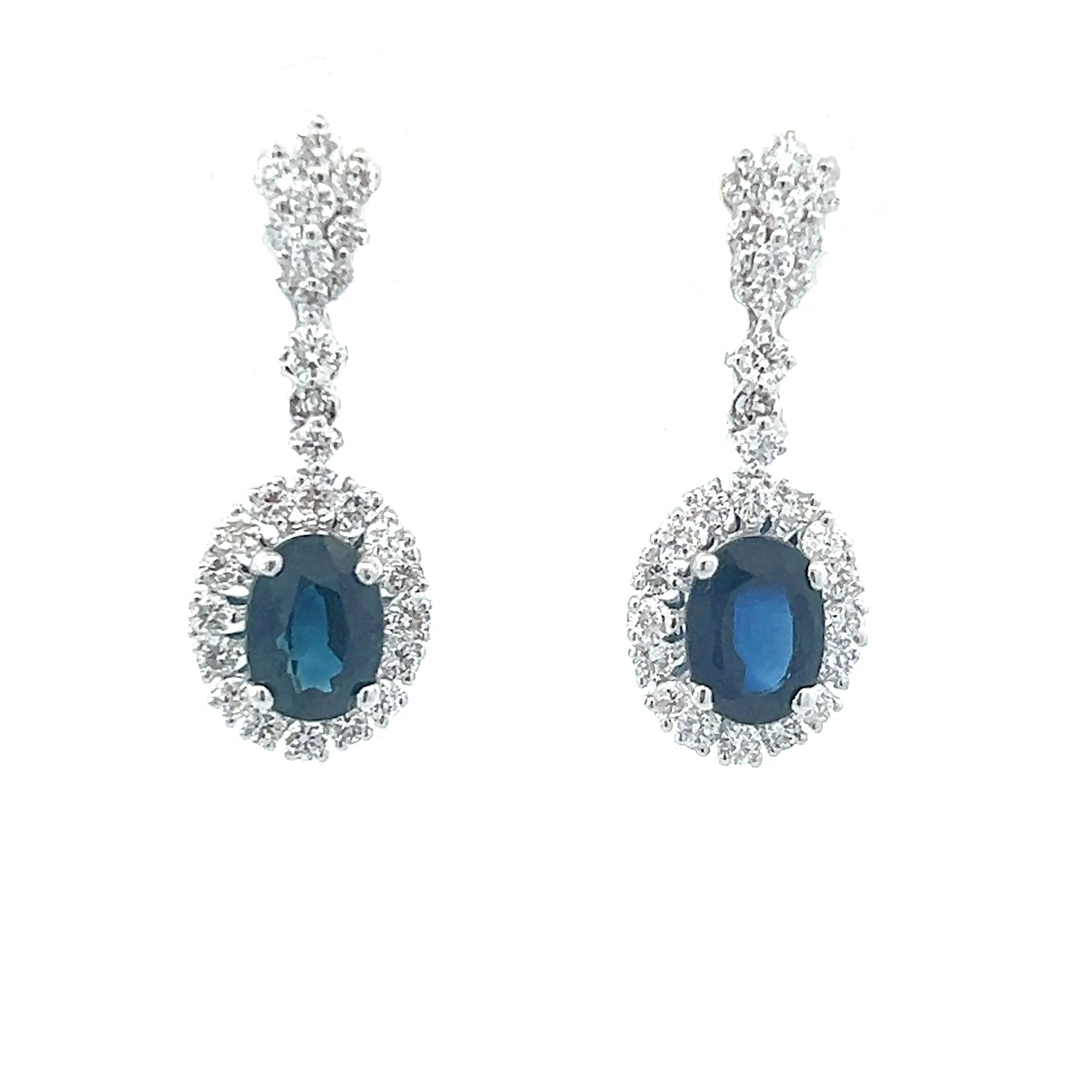 SG 227 - Long Earrings Zafiro Oval y Diamantes