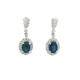 SG 227 - Long Earrings Zafiro Oval y Diamantes