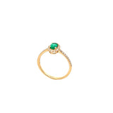 GS 535 - Anillo Esmeralda Oval con Halo de Diamantes