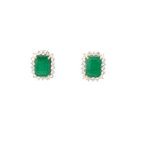 GS 526 - Aretes Esmeralda Rectangular y Diamantes