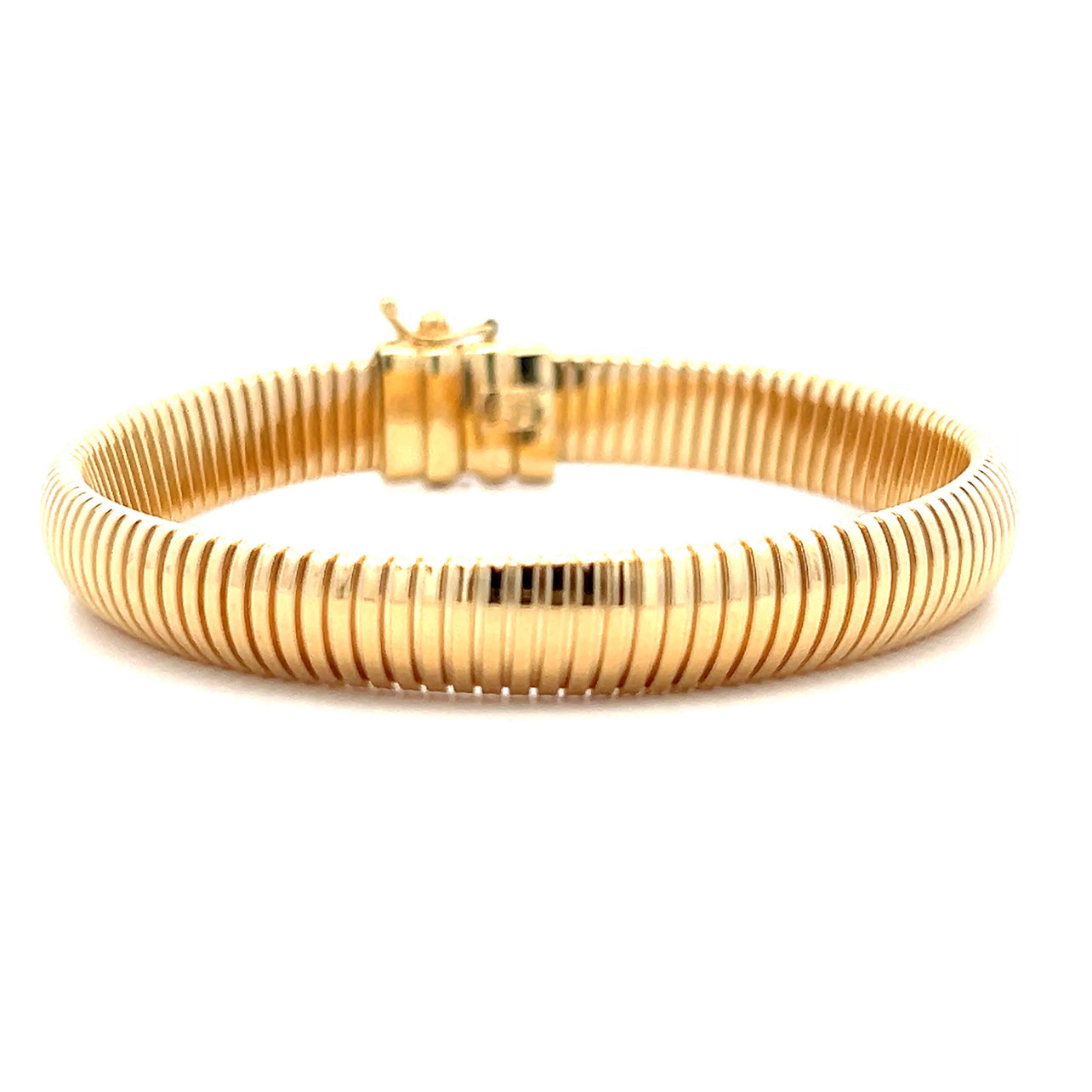 GS 528 - Brazalete Omega Ancho en Oro Amarillo