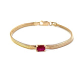 Z 91 - Pulsera de Malla Planchada con Rubí Central