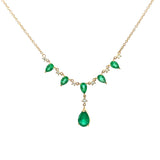 T 714 2875 - Gargantilla Esmeraldas Pear y Diamantes