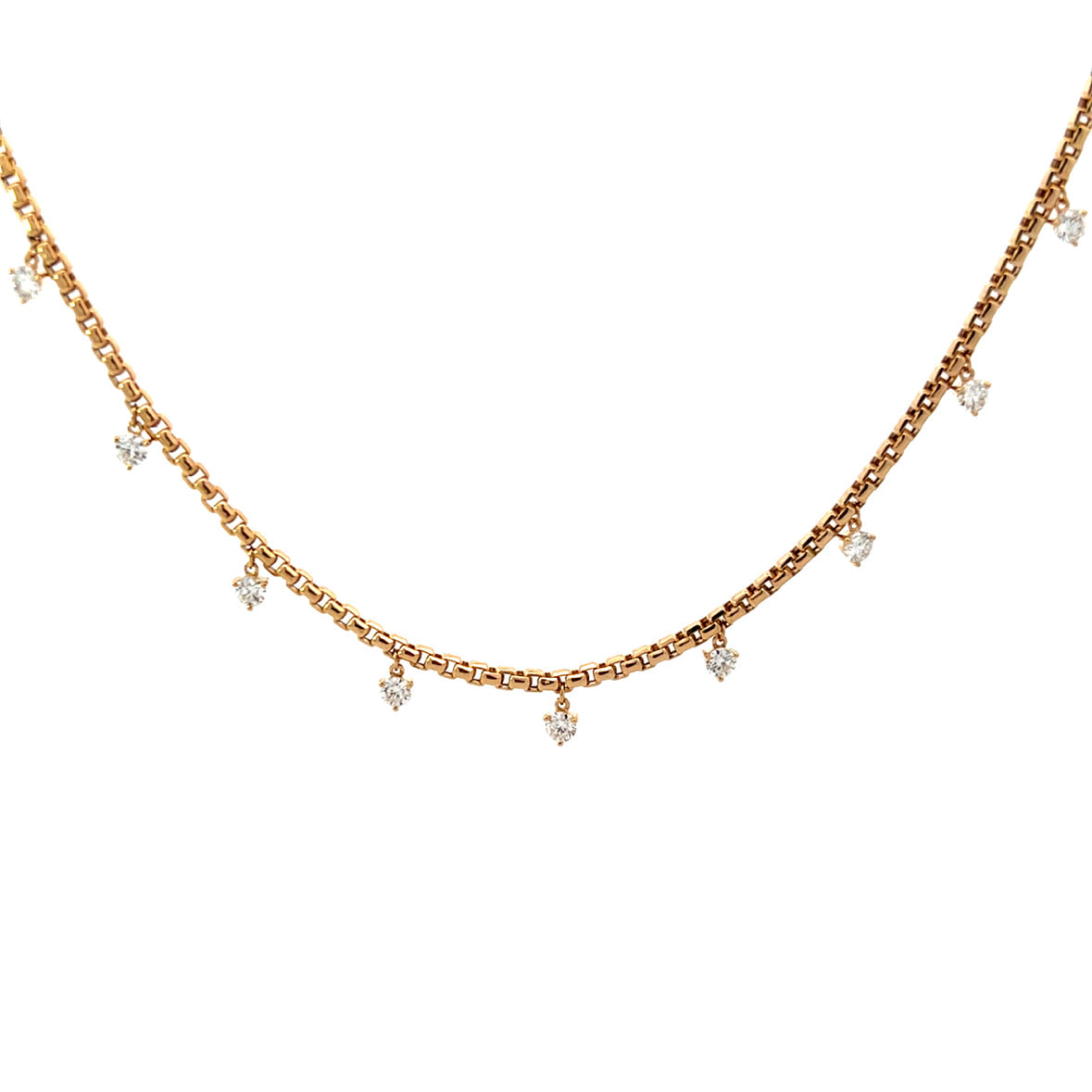 AR 357 - Collar Cadena Barrilito con Diamantes Round en Movimiento.