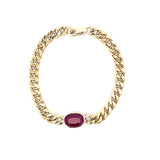 T 650 2607 - Pulsera eslabones con rubí oval en bisel
