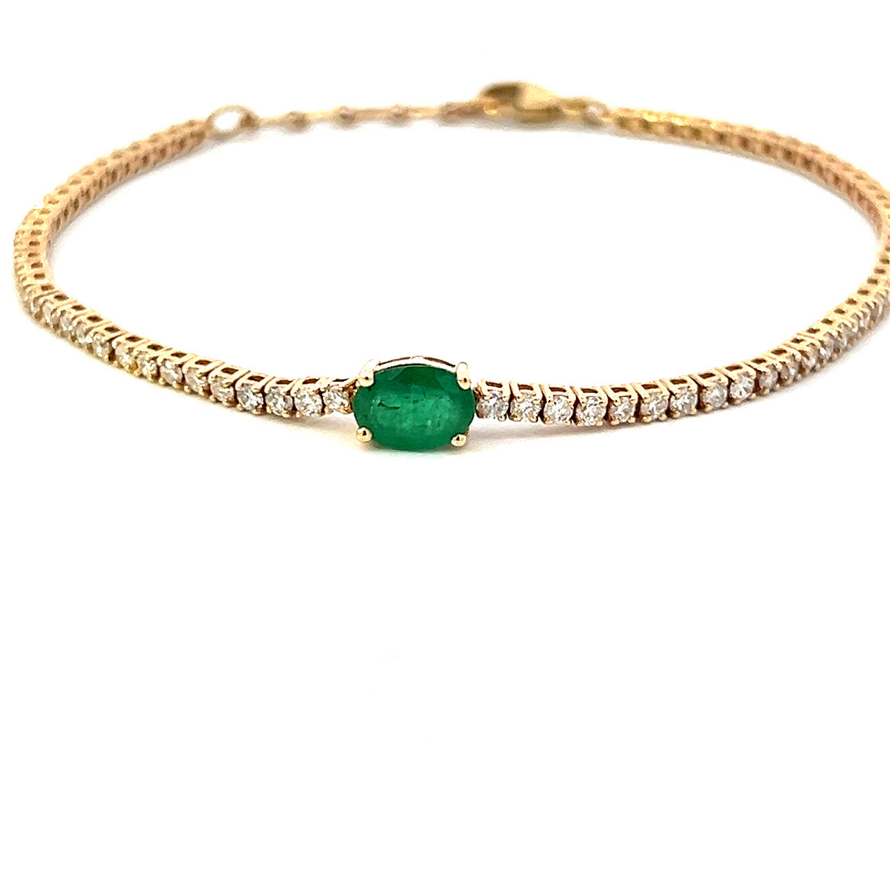 ATM 16 - Pulsera Esmeralda Oval Central y Diamantes